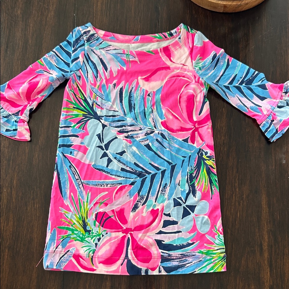 Lilly Pulitzer Pink and Blue Tropical Kids Dress